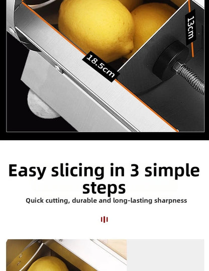Commercial Stainless Steel Lemon Slicer Hand-Cranked Potato & Vegetable Cutter for Fruits, Lotus Root Multi-Function Kitchen Sl