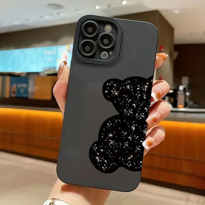 Floral Bear Painting Phone Case For iPhone 17 16 15 14 Pro Max 16E 13 12 11 16 Plus 17 Air Shockproof Soft Silicone Bumper Cover