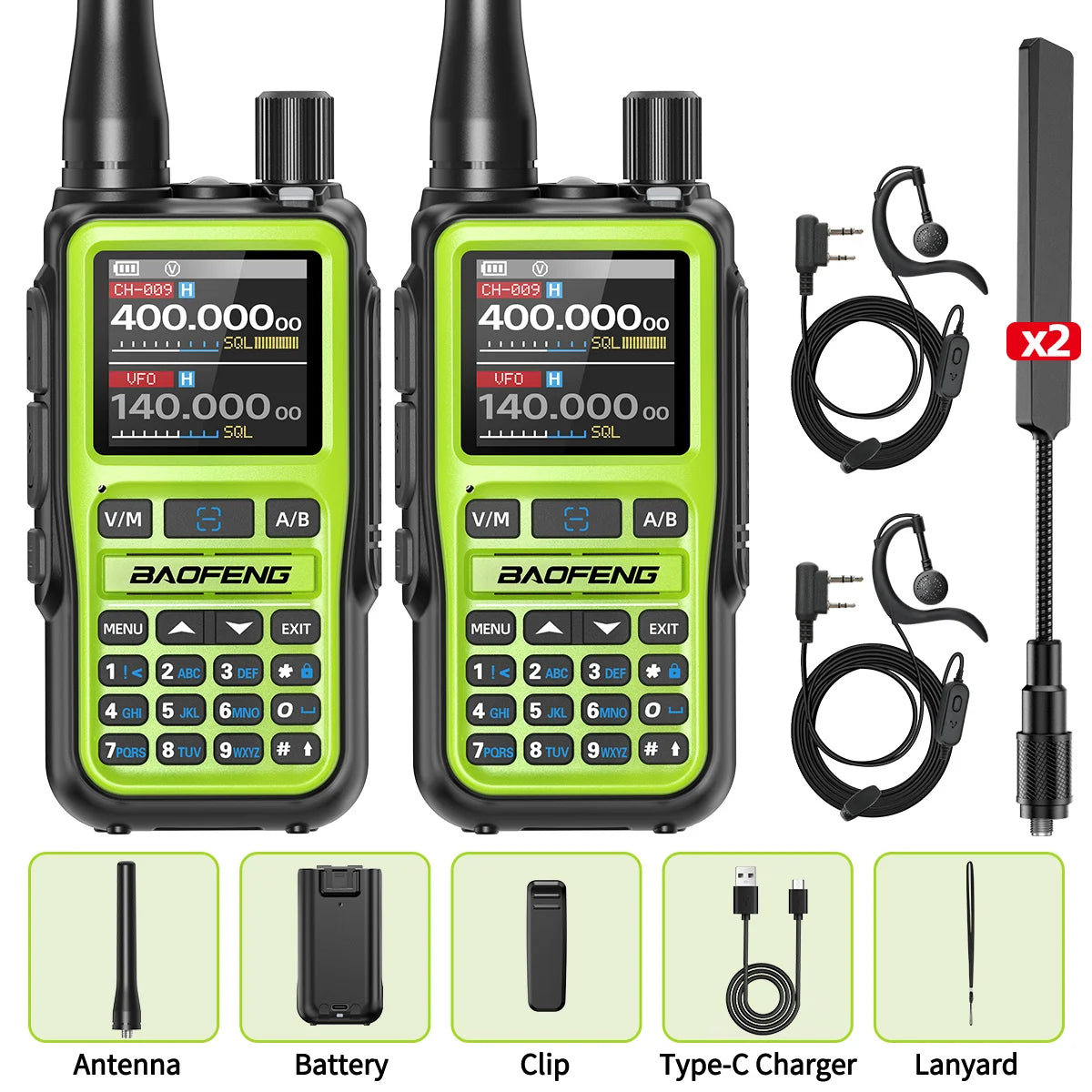 1/2PCS BAOFENG UV-5R Mini Walkie Talkie Dual PTT Wireless Bluetooth Programming Multi-Band Type-C Charge Long Range Ham Radio