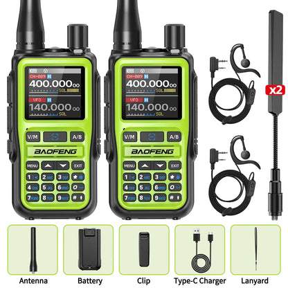 1/2PCS BAOFENG UV-5R Mini Walkie Talkie Dual PTT Wireless Bluetooth Programming Multi-Band Type-C Charge Long Range Ham Radio