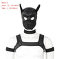 Large Size Puppy Cosplay Neoprene Fetish Hood Mask Kit with Chest Strap Collar Armband Sex Costumes for Bdsm Slave Role Play