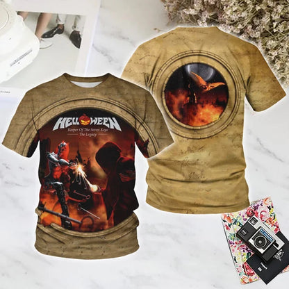 Classic Rock Helloween T-shirts Male 3D Print Men Women Hip Hop Trend Short Sleeve TShirt Street Loose Parent-child Short Sleev