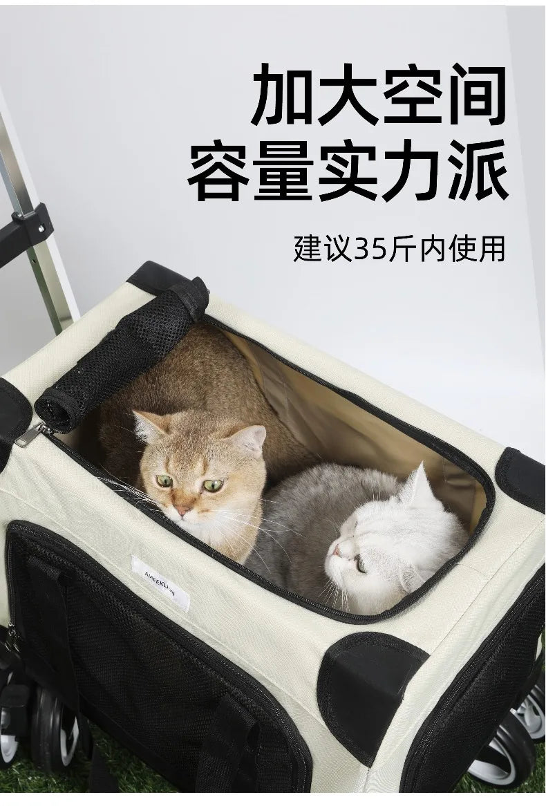 FurStarLarge Pet Rolling Carrier With Wheels Multi-Cat Travel Trolley Bag Spacious Dog Carrier Backpack Portable Car Seat Pet St