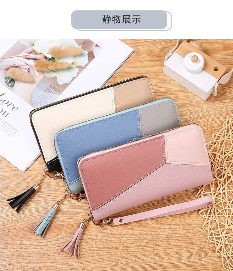 Fashion Zipper Wallets Womens Long Purses Handbags Coin Purse Cards Holder PU Leather Billfold Wallet