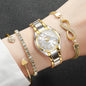 4PCS/Set Fashion Small Dial Women Watches Ladies Luxury Analog Quartz Wristwatch Bracelets Set Reloj Mujer（Without Box）