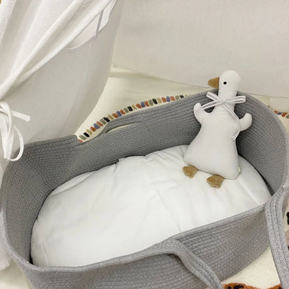 Ins Newborn Hand Basket Cotton Rope Woven Crib Baby Cradle Portable Outdoor Sleeping Infant Accessories Photography Props Gifts