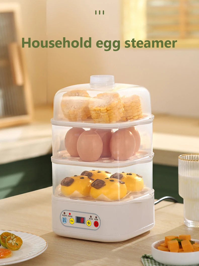 Mini Food Steamer Multi-layer combination Egg Boiler Food Warmer Rice cooker Dry burning Prevention Auto-off Eggtart making Tool