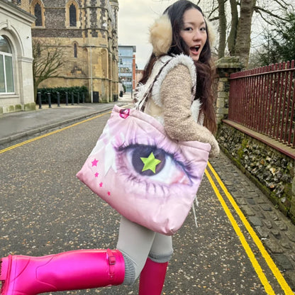 Brand Portrait Print Tote Bag Large Capacity Top-handle Shopper Bag Fashion Pvc Kraft Paper Shoulderbag Waterproof Pouch Storage