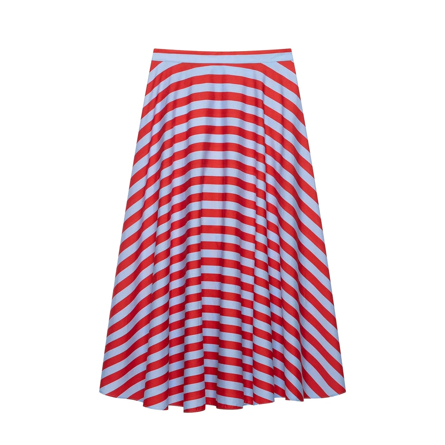 KONDALA Holiday Casual Chic Women Long Skirt Striped Zipper A-Line Draped Skirt Fashion 2026 Summer Fall Night Out Party Skirt