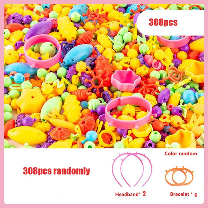 188-608pcs Pop Beads Children Girls Princess Jewelry Making Kit Creative Necklace Bracelet Rings DIY Ideal Christmas Birthday Gi
