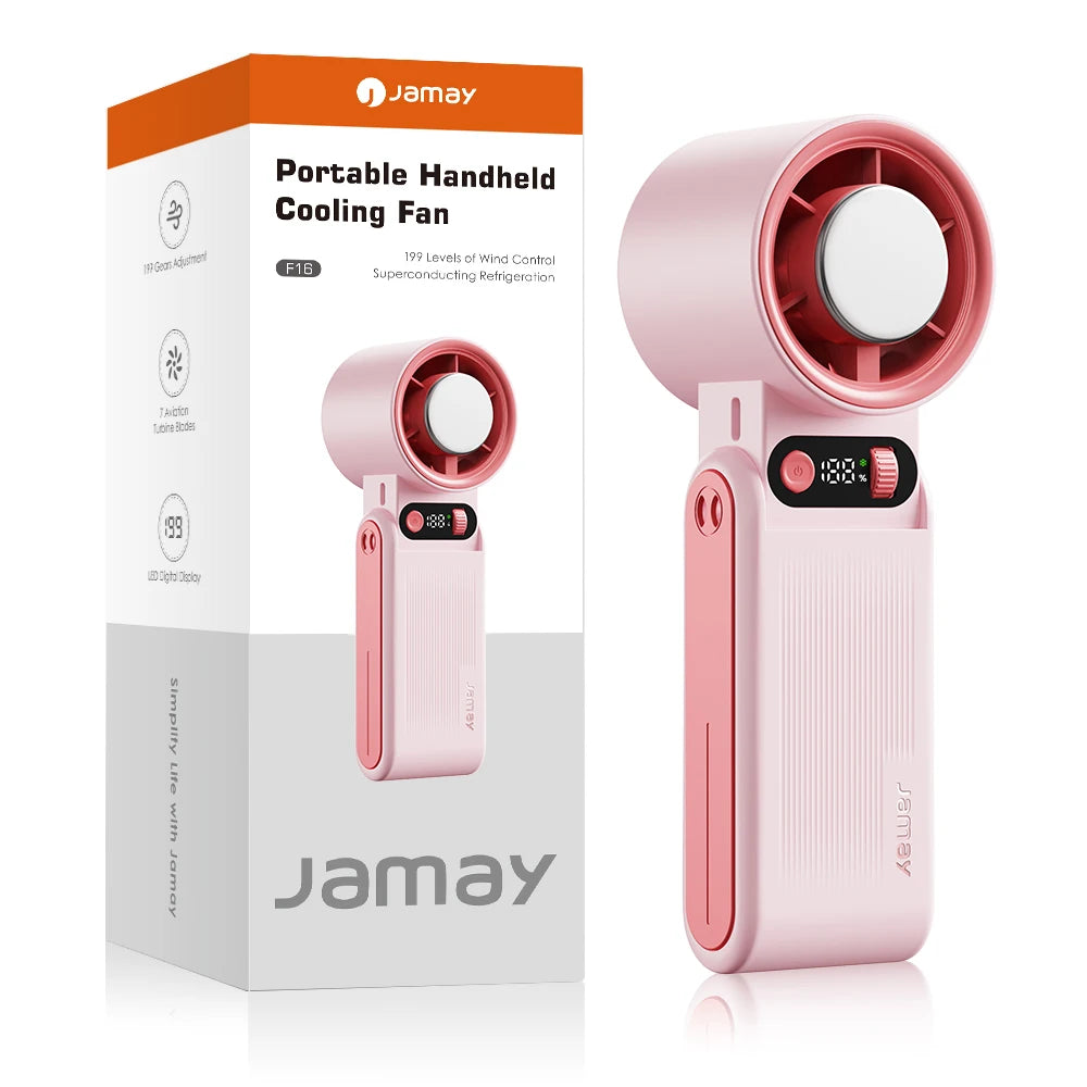 Portable Handheld Fan LED Digital Display With Refrigeration Board 90° Foldable  199Gear Strong Wind Speed 8000mAh F16