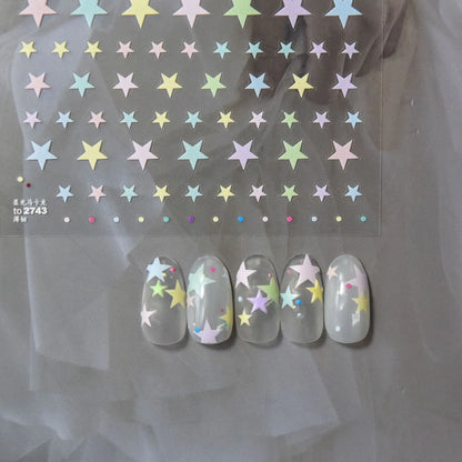 Metal Star Nail Stickers Exquisite 5D Bronzing Silver Five-pointed Star Mini Nail Art Stickers DIY Self Adhesive Manicure Decals