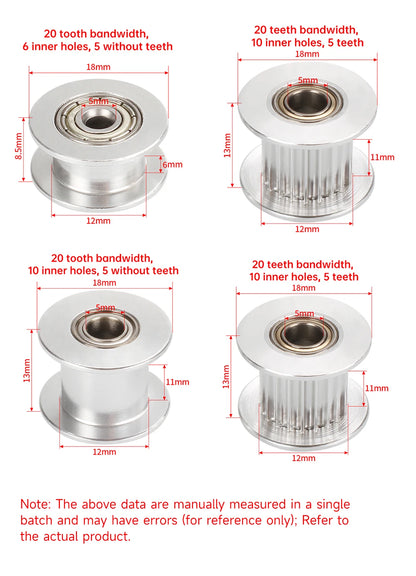 GT2 Idler Timing Pulley 16-tooth 20-Teeth with 3mm or 5mm Bore with Bearings for 3D Printer Parts Timing Belt 6mm 10mm