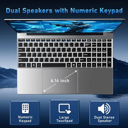 LENO NEW 15.6" Laptop Windows 11 Intel Core i7 8650U 32GB 2TB 1920*1080 HD Gaming Computer PC Gamer office Ultra Slim Notebook