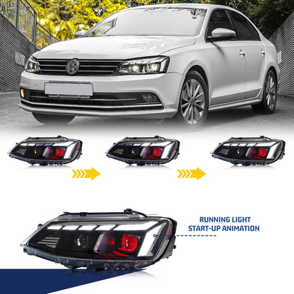 LED Headlights For VW Volkswagen Jetta 2011-2018 MK6 Start-up Animation Sequential Turn Signal Front Lamps Assembly