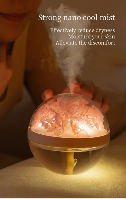 Eternal Flower Humidifier Dual-USB Battery Charger Mini Home Atmosphere Light Creative Festival Gift Artificial Flower Diffuser