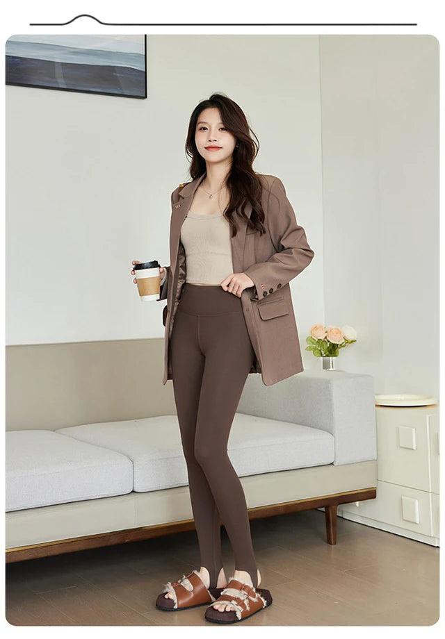 BIVIGAOS Spring Autumn Brushed Foot Tights Sharkskin Leggings Women's High Waist Elastic Tight-Fit Sexy Sports Yoga Leggings