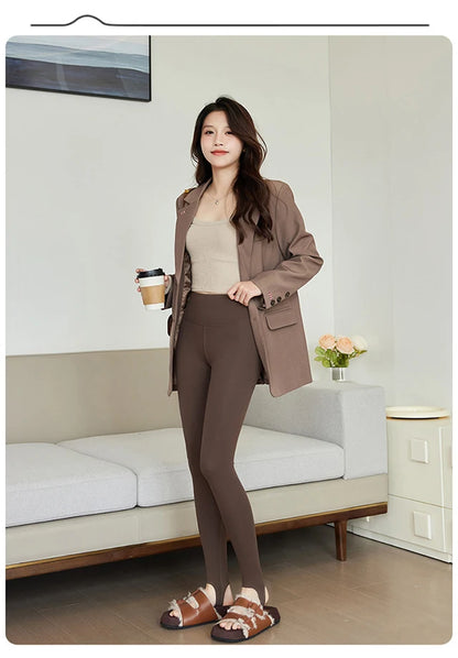 BIVIGAOS Spring Autumn Brushed Foot Tights Sharkskin Leggings Women's High Waist Elastic Tight-Fit Sexy Sports Yoga Leggings