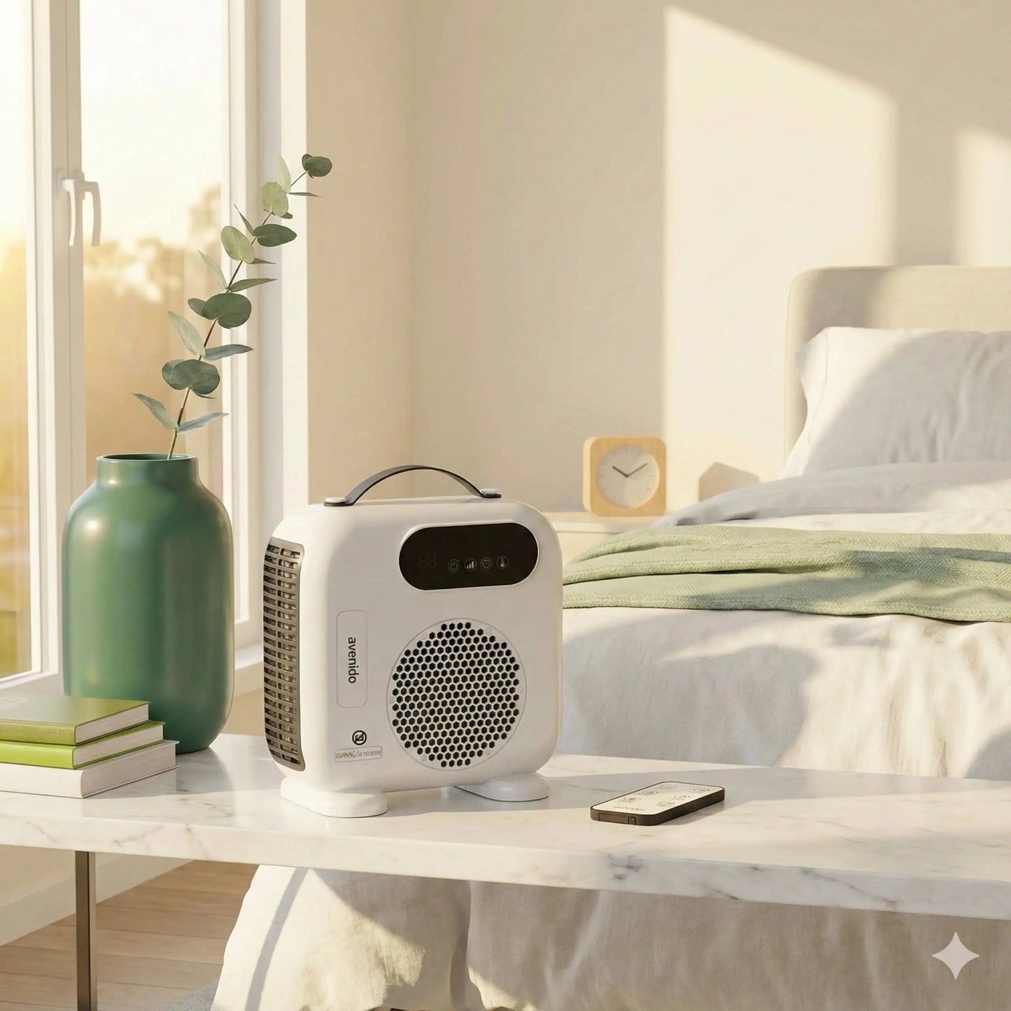 2000W fan with remote control heater electric timer LED panel fan function cold blast temperature range 15-40 °C