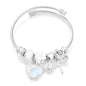 New Trendy Rhinestones Dragonfly Crystal Beaded Pendant Bracelet Stainless Steel 4 Colors Closure Bangles Women Bracelet Jewelry
