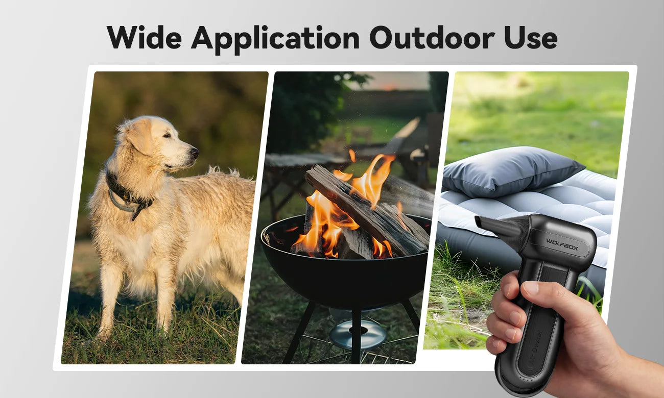 WOLFBOX DF100(MF100-BLACK) Portable Fan Blower Powerful Wireless Air Blower Air Duster Speed Adjustable for Car/PC/Home/Outdoor