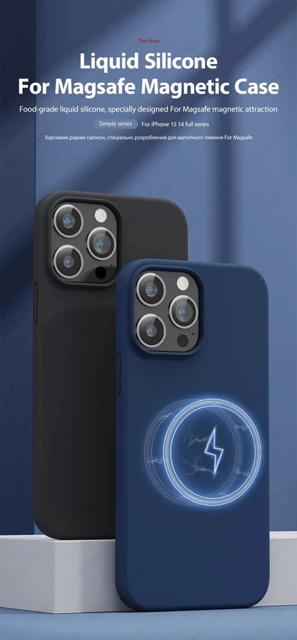 NEW For Magsafe Liquid Silicone Phone Case For iPhone 16 15 13 14 11 12 Pro Max 16 15 Plus Magnetic Wireless Charging Soft Cover