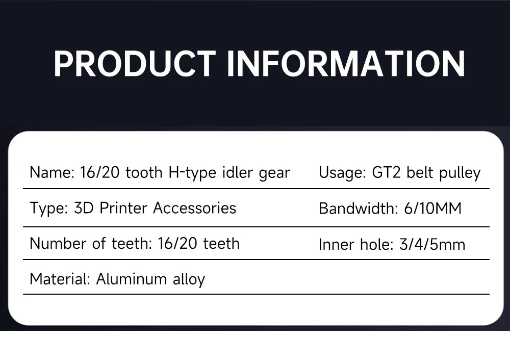 GT2 Idler Timing Pulley 16-tooth 20-Teeth with 3mm or 5mm Bore with Bearings for 3D Printer Parts Timing Belt 6mm 10mm