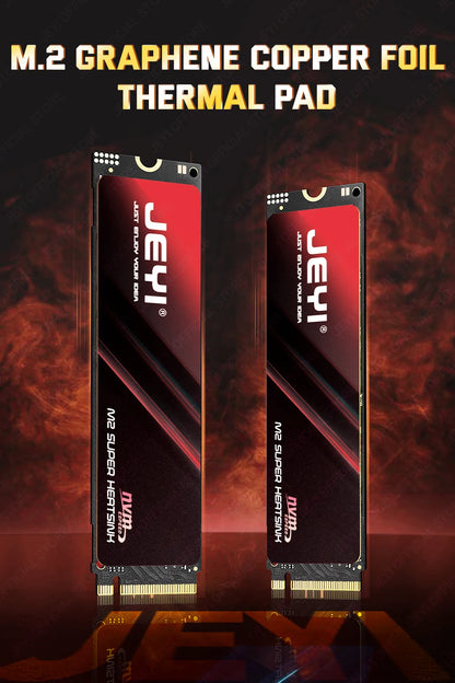 JEYI M.2 2280 SSD Graphene Copper Heatsink - Ultra Thin 0.5mm High Thermal Conductivity Cooling Pad for NVMe/SATA SSD(1/2/5pc）