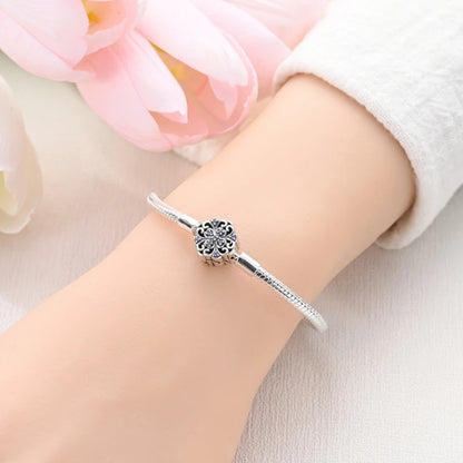 Original 925 Sterling Silver Bracelets 17-20CM Love Heart Flowers Butterfly Charms Beads Bracelet For Women Fashion Jewelry Gift