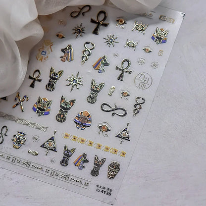 Collage Text English Letter Musical Note Star Graffiti Colorful 5D Love Heart Bowknot Nail Art Sticker Adhesive Manicure Decals