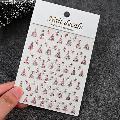 Winter Christmas Atmosphere Nail Stickers Snowman Snowflake Wapiti Self-adhesive High Quality Cute Nail Stickers Nail Art Deco