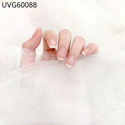 20/22Tips UV Semi cured Gel Nail Stickers Waterproof Long Lasting Full Gel Nail Wraps Press On Nail Decal DIY Manicure