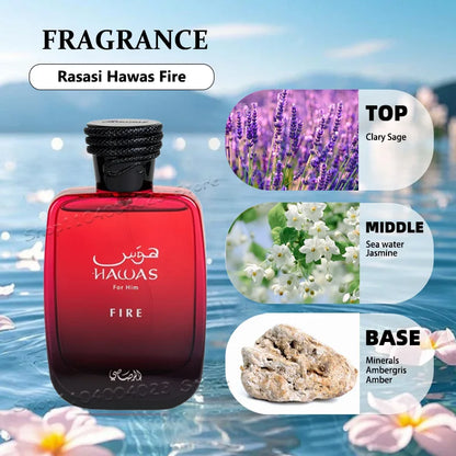 100ML Hawas Ice for Men Eau De Parfum Spray Original Arabian Perfume Men's Premium Arabian Long Lasting Fragrance