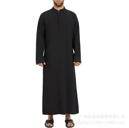 Men's2026 Loose Standing Collar Muslim Robes New Ethnic Round Collar Hui Robes Arab Middle East Men's Clothing Men Vintage Top