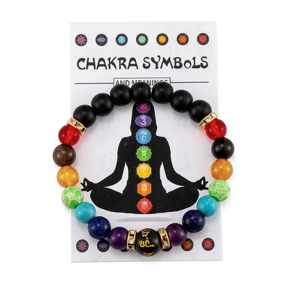 Fashionable Colorful Women's Bracelet Natural Volcanic Stone Elastic Beaded Bracelet Men's and Women's Meditation Yoga Bracelet