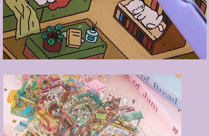 3D Diorama Sticker Book 20 Pages Mini Scene Cute Cartoon Animal Ghosts Theme DIY Scrapbook Toy Fun Stress Relief Kids Adult Gift