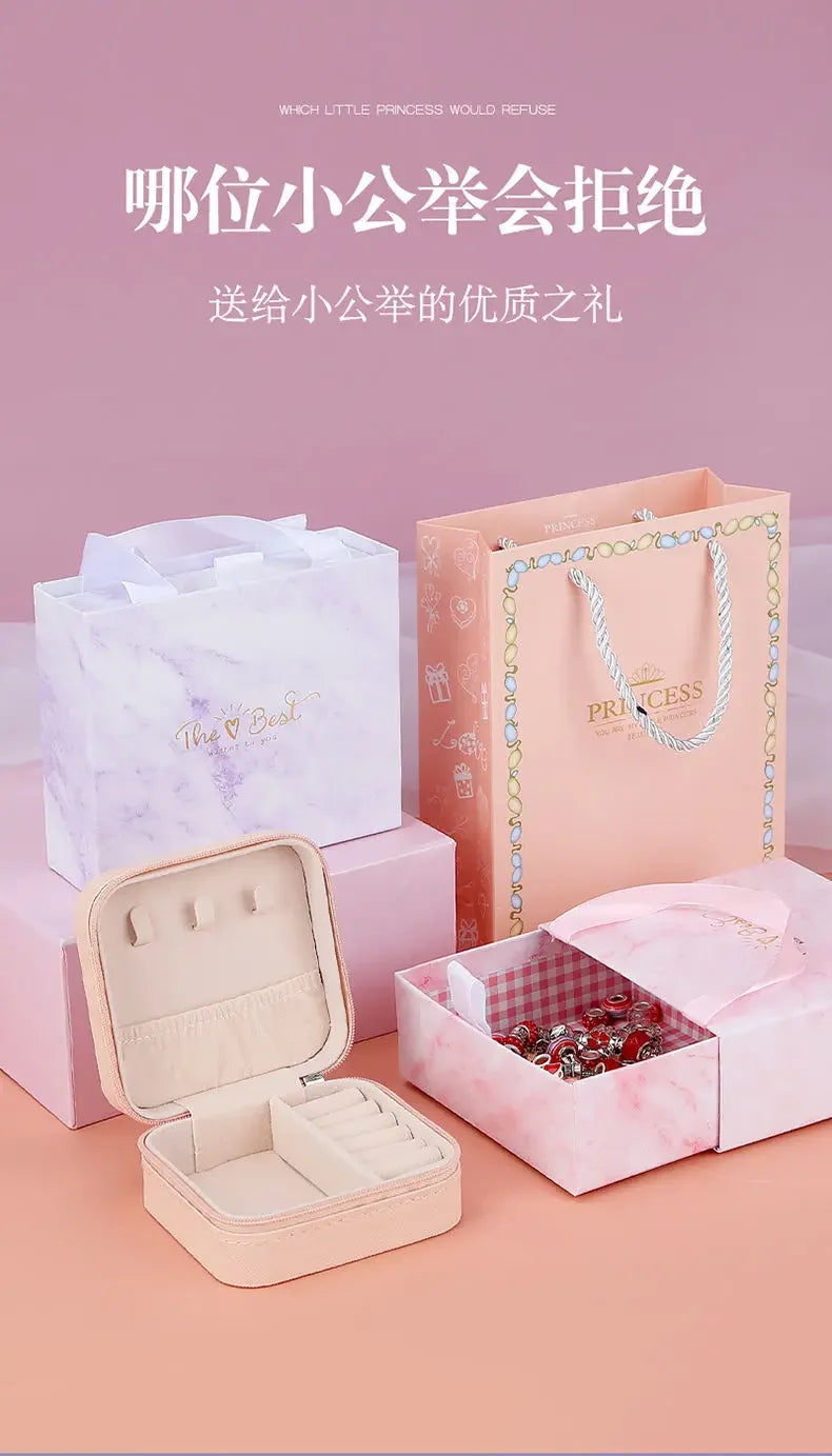 Diy Jewelry Making Kit Toys DIY Beaded Bracelet Set with Storage Box for Girls Gift Acrylic European Large Hole Beads Handmade