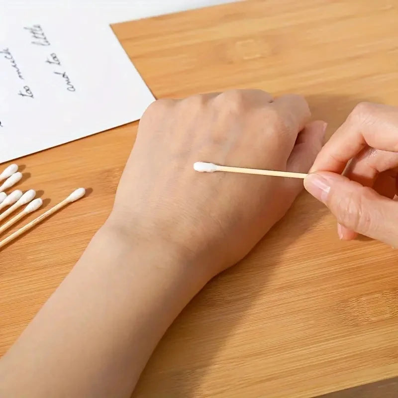 2000/1000pcs Unscented Cotton Swabs, Double-Headed, Wooden Stick, Makeup Removal & Cleaning Ear Cotton Swabs