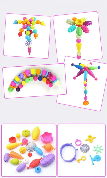 DIY Pop Beads Girl Toy Creativity PopArty Beads Snap-Together for Kid Crafts Children Bracelet Jewelry Fashion Kit Toy for Girl