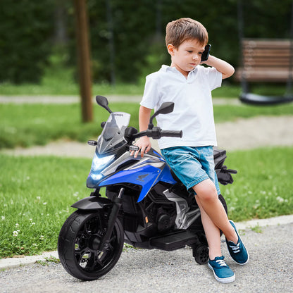 The electric motorcycle for children is equipped with two engines. Children aged 3 to 6 years can drive the motorbike with music and head. The size is 107x46x75cm and the load is 30kg.