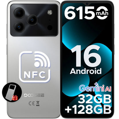 DOOGEE Note56 Pro Android 16 Gemini AI "battery 6150 mAh 32 Go RAM (4 + 28) 128 Go ROM Support Widevine L1