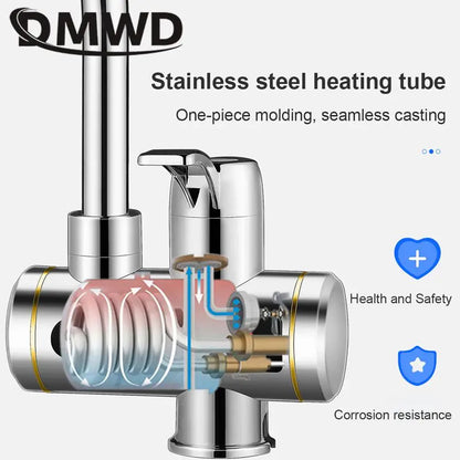 DMWD Tankless Electric Hot Water Heater Universal Hose Faucet Kitchen Instant Heating Tap Water Heater LED Temperature Display