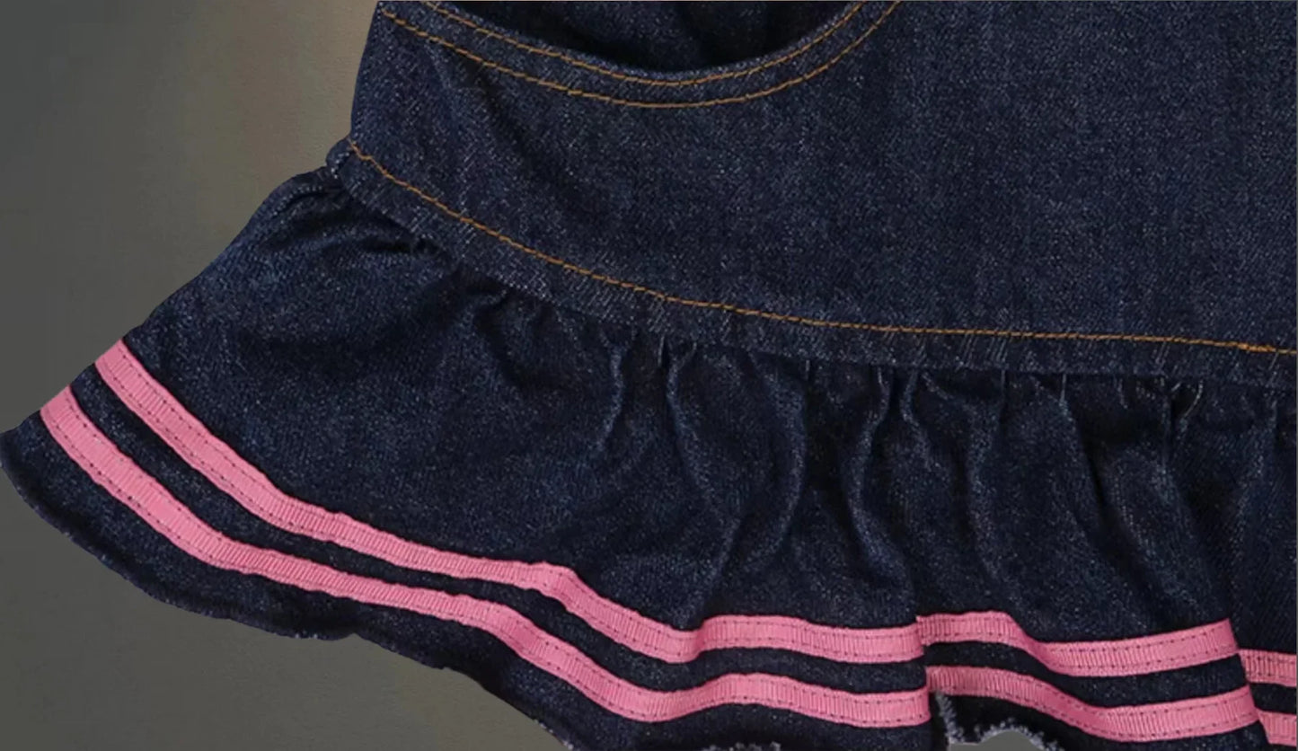 Skirt Women's 2025 New Summer Pink High-grade Pleated Denim Skirt Women's Clothes Bow Sweet Style