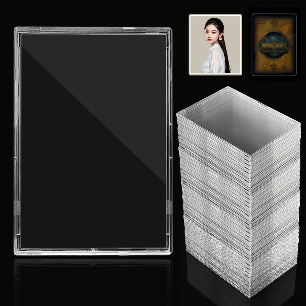 Transparent acrylic card storage clip-type game sports trading card display box K-pop idol photo protective cover non-magnetic