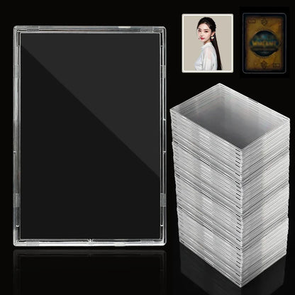 Transparent acrylic card storage clip-type game sports trading card display box K-pop idol photo protective cover non-magnetic