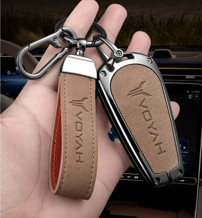 Car Interior Accessories Zinc Alloy Leather Key Case Cover Holder Chain For Voyah Free I-Land Dreamer PHEV Luxury Protective