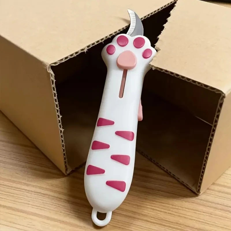 Retractable Cute Cat Paw Multi-Function Utility Knife, Portable and Safe Unboxing Tool, Office and Home Paper Cutting Gadget ﻿