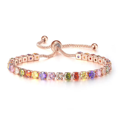 Adjustable Colorful Birthstone Tennis Bracelets for Women 4MM Crystal Bangle Female Hand Chain Trend Jewelry Accessories H133
