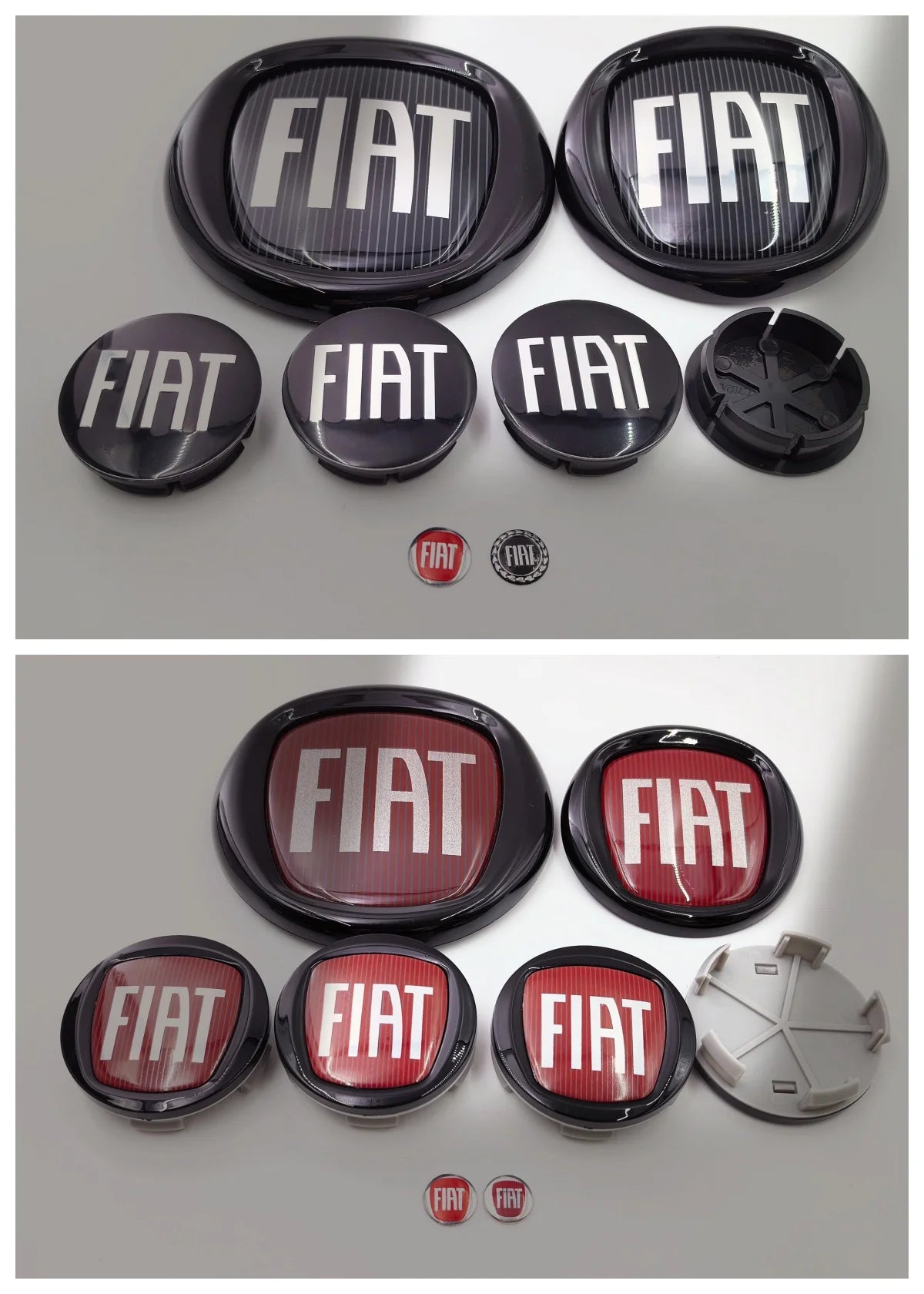 8pcs Fiat 500 Car Front Hood Emblem Rear Trunk Badge 95mm 120mm 12cm Wheel Center Logo Hub Cap 50mm 56mm 60mm 5cm 6cm
