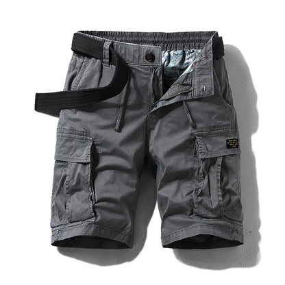 New Summer Men Cotton Multi pockets Cargo Shorts Jogger Loose Pants Man Casual Tooling Shorts Quality Male Shorts Pants NO Belts